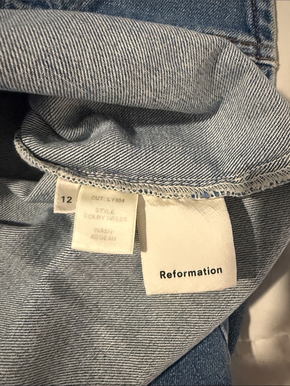 Reformation Light Blue Sleeveless Denim Button Dress - Picture 8 of 8